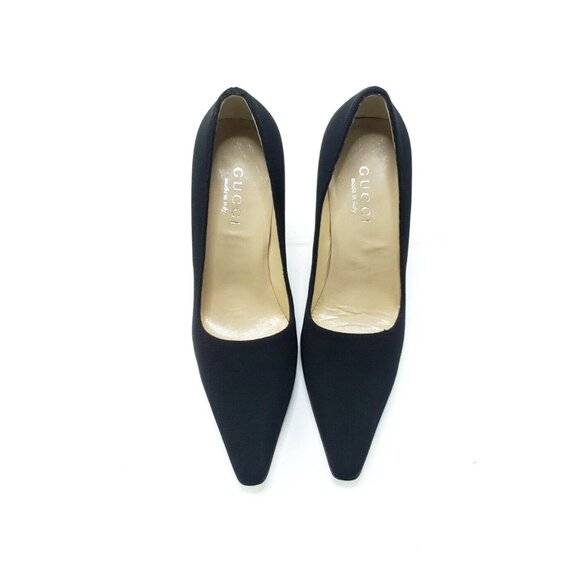 Gucci Pumps Pointed Snip Toe Heels Black Fabric Womens US 7 B - Picture 11 of 11